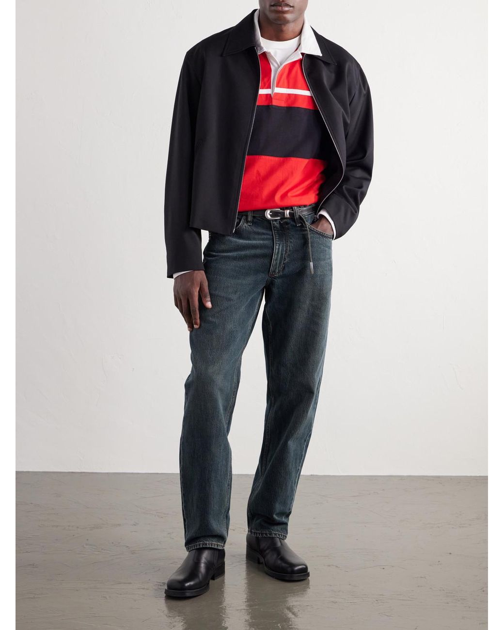 Rag & Bone Red Striped Cotton-Jersey Polo Shirt for men