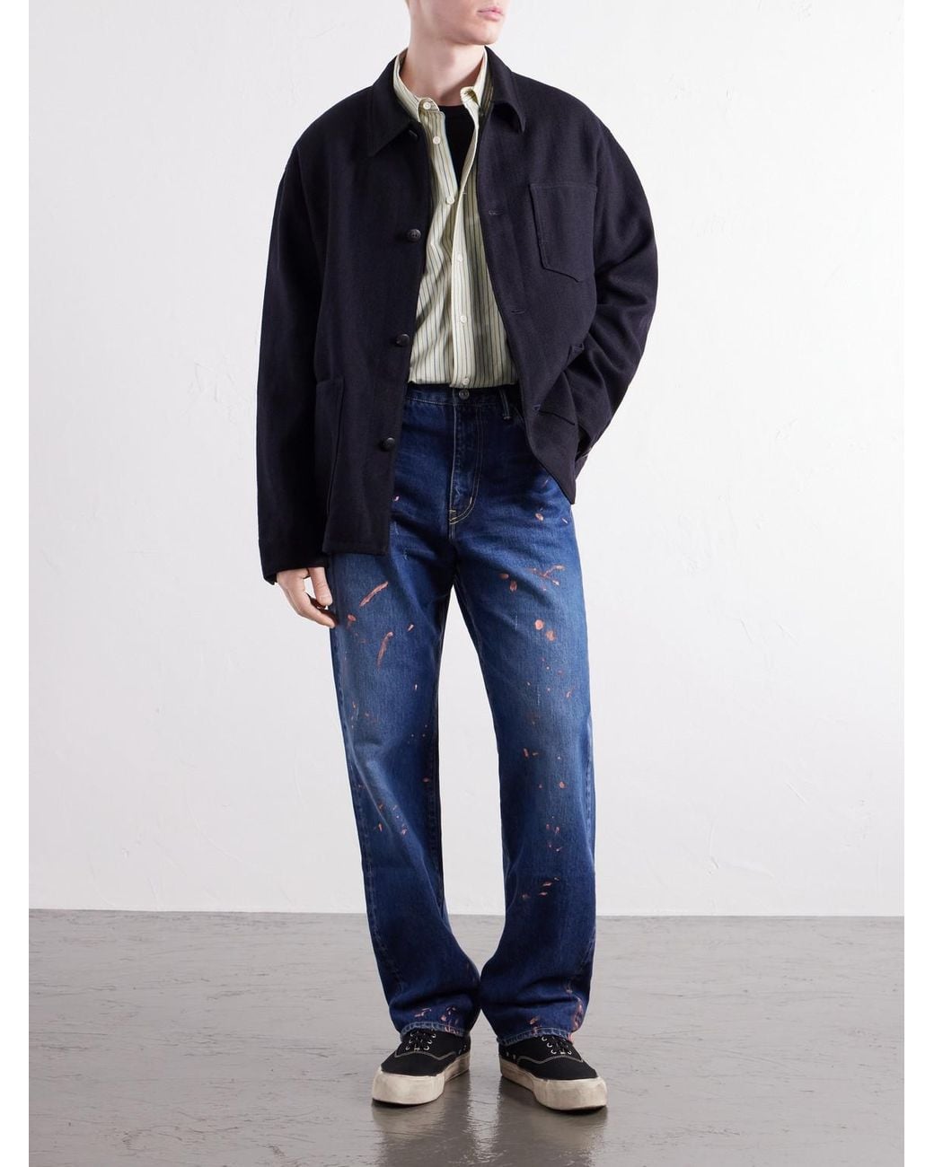 Visvim Blue Baker Textured Wool And Linen-Blend Jacket for men