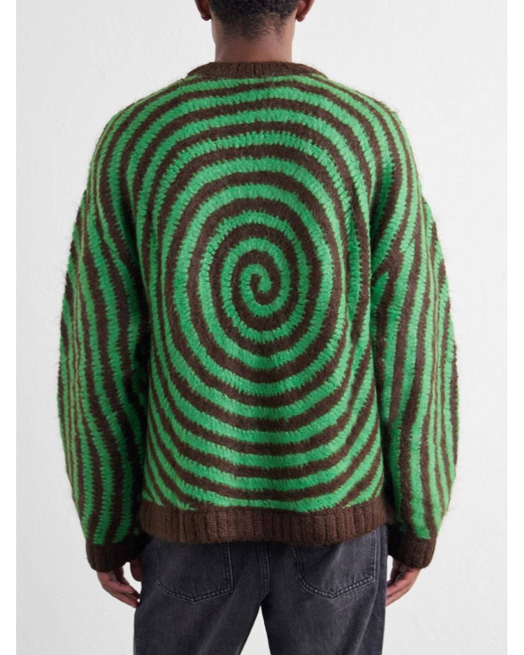 NAHMIAS Green Embroidered Alpaca-Blend Crochet Sweater for men