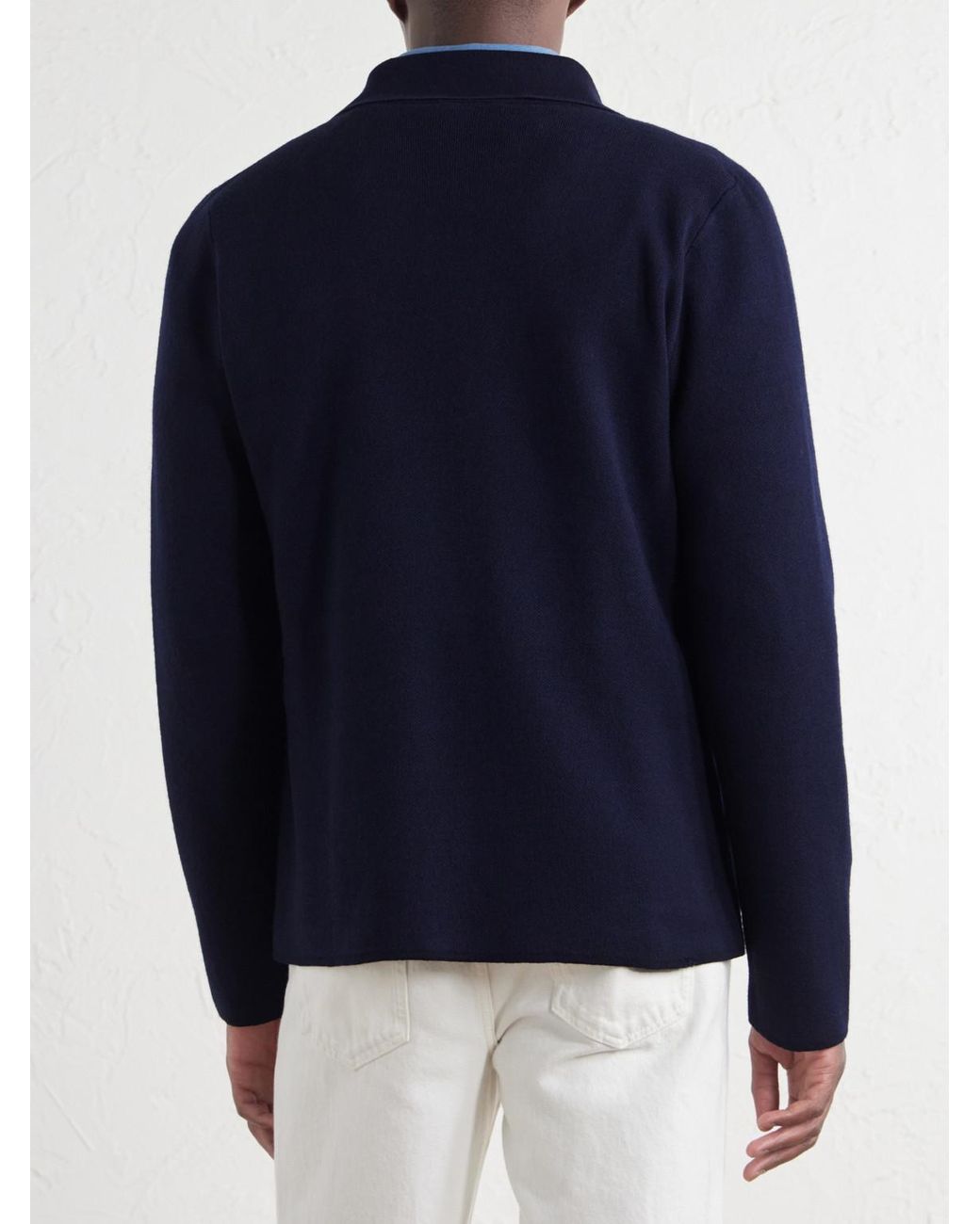 Inis Meáin Blue Pub Merino Wool, Cotton And Cashmere-Blend Cardigan for men