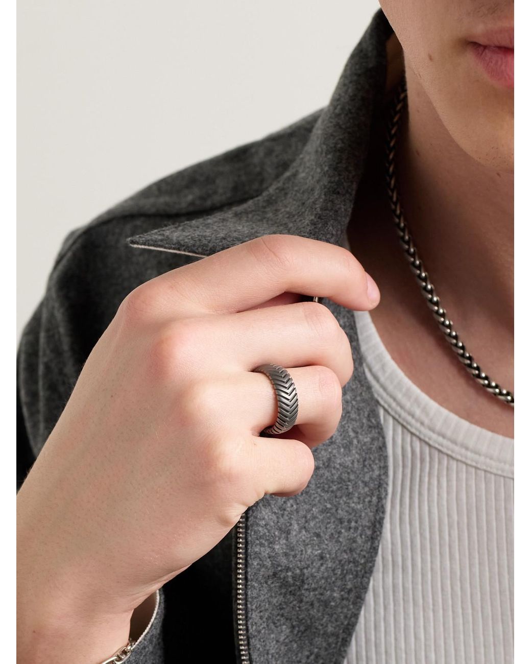 David Yurman Black Chevron Titanium Ring for men