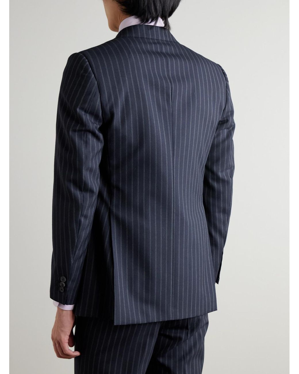 Husbands Blue Pinstriped Wool Suit Jacket for men
