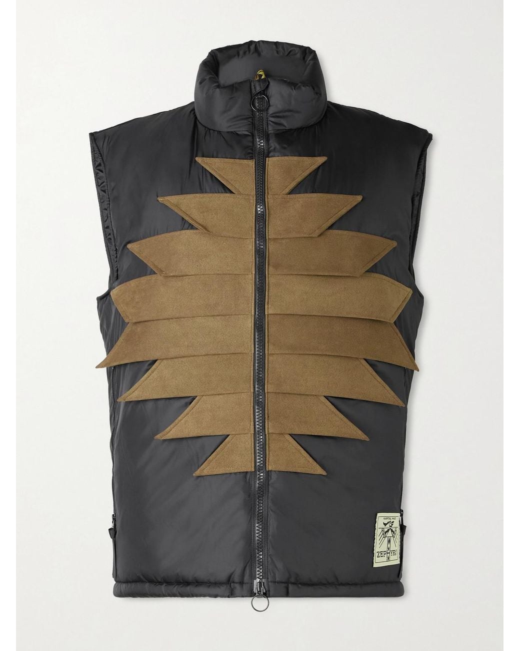 Kapital Black Zepher Suede-Trimmed Shell Gilet for men