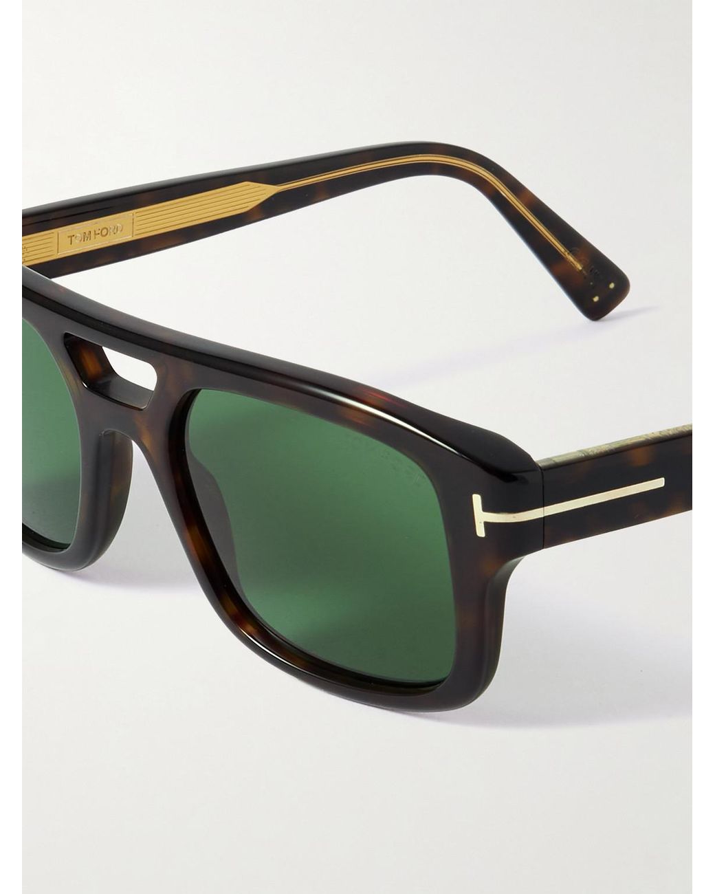 Tom Ford Green Double-Bridge Aviator-Style Acetate Sunglasses for men