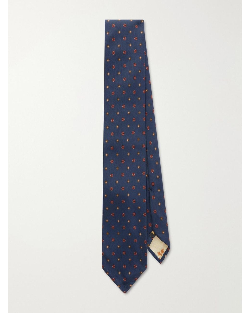 Rubinacci Blue 8Cm Printed Silk-Twill Tie for men
