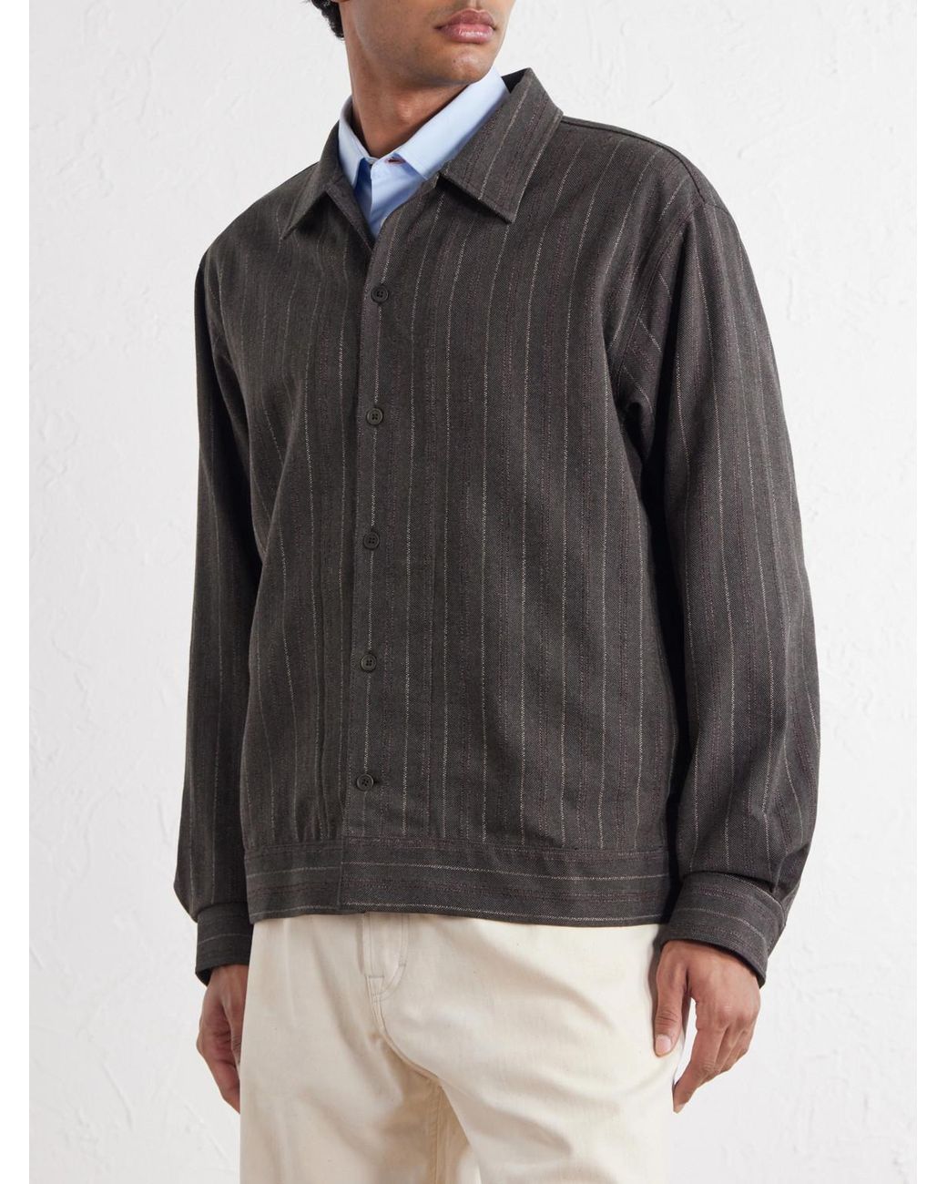 NN07 Gray Reed 50091 Striped Cotton-Blend Overshirt for men