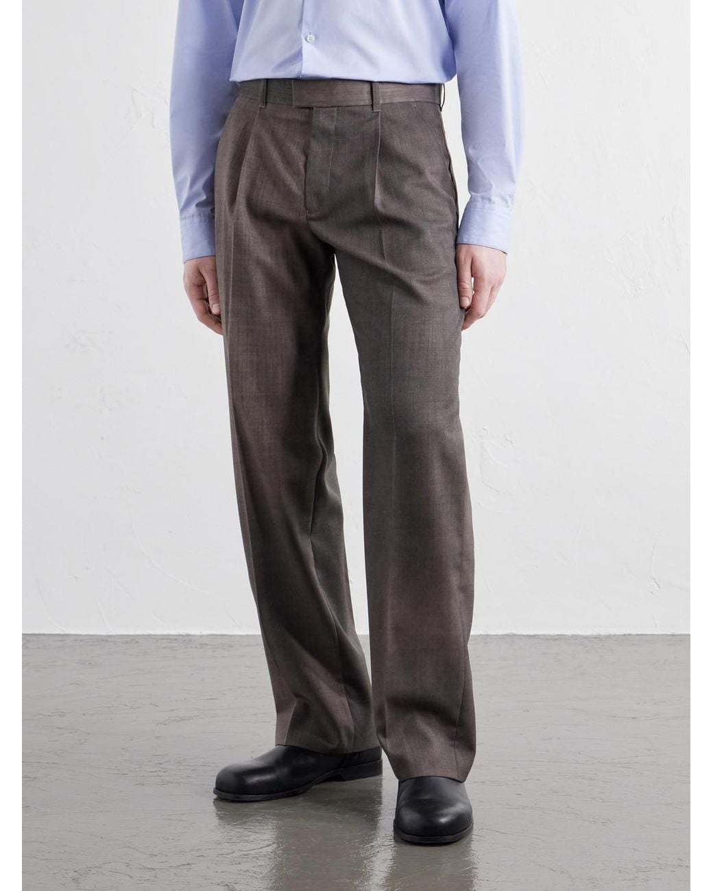 Our Legacy Gray Slack Straight-Leg Pleated Virgin-Wool Twill Suit Trousers for men