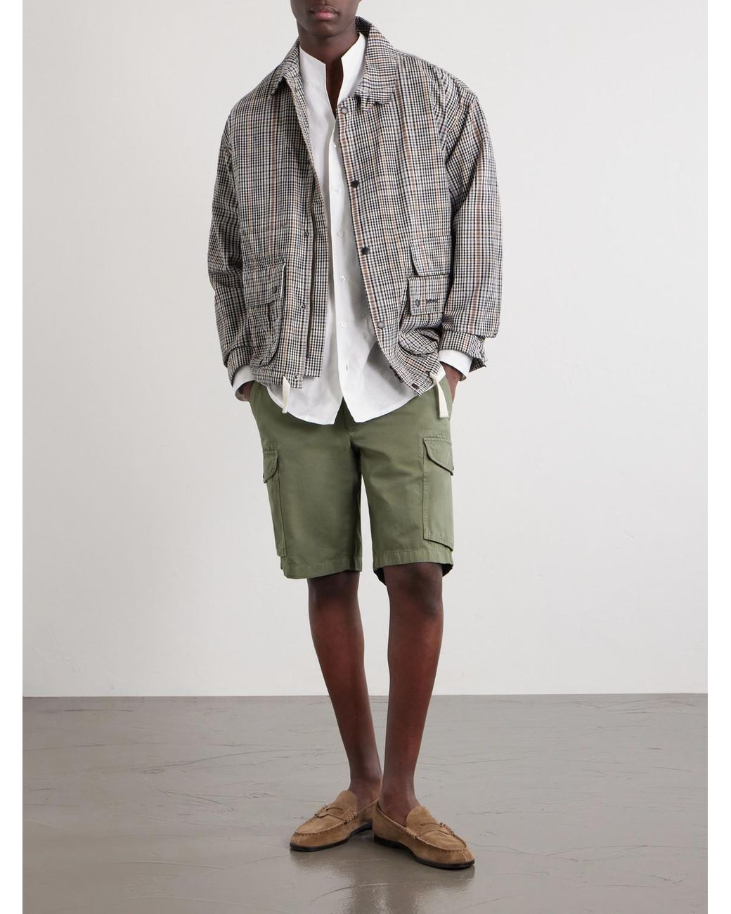 Slowear Green Incotex Straight-Leg Cotton And Linen-Blend Shorts for men