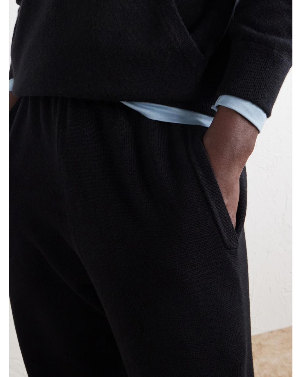 Ghiaia Black Tapered Ribbed Cotton Sweatpants for men