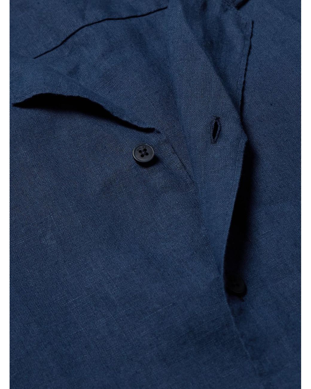 NN07 Blue Julio 5708 Camp-Collar Linen Shirt for men