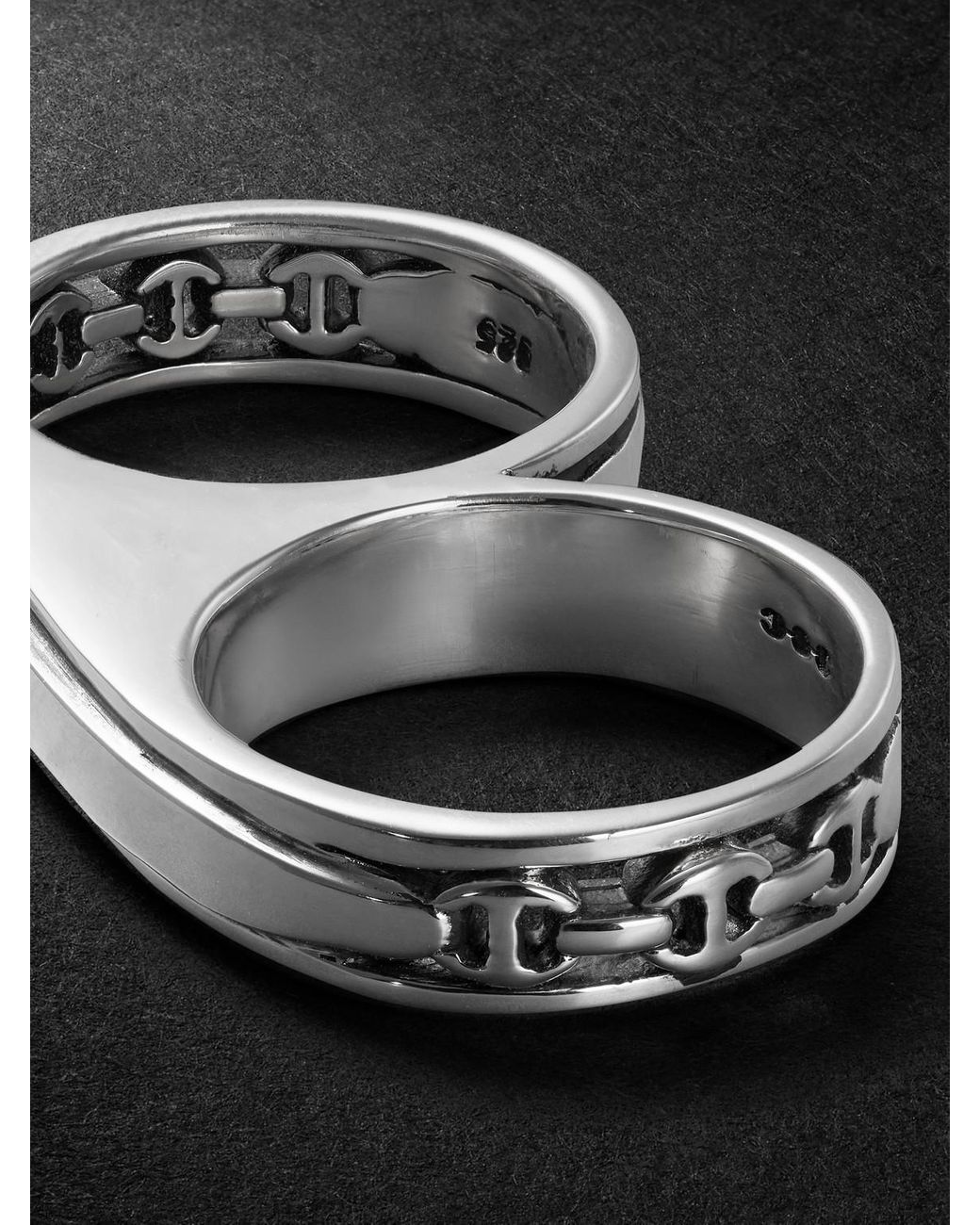 Hoorsenbuhs Black Bonded Double Barrel Knuckle Sterling Ring for men