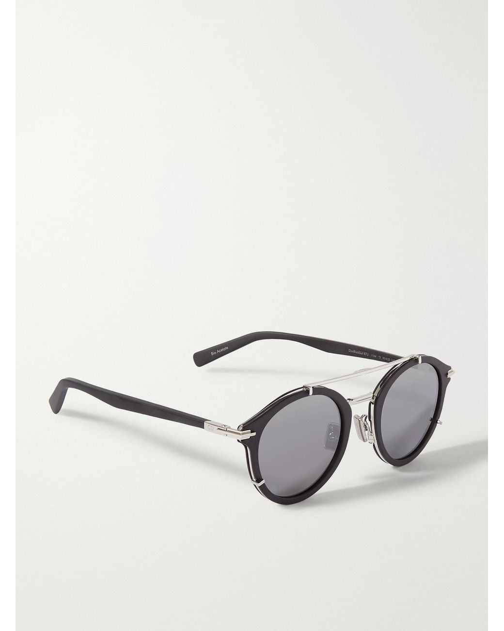 Dior Gray Diorblacksuit R7U Double-Bridge Round-Frame Acetate And-Tone Metal Sunglasses for men