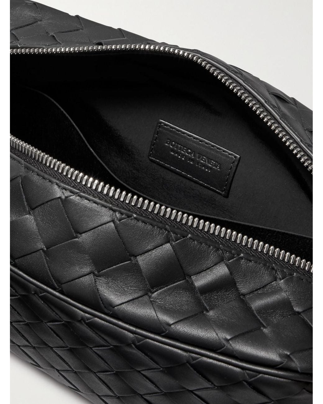 Bottega Veneta Black Intrecciato Leather Wash Bag for men