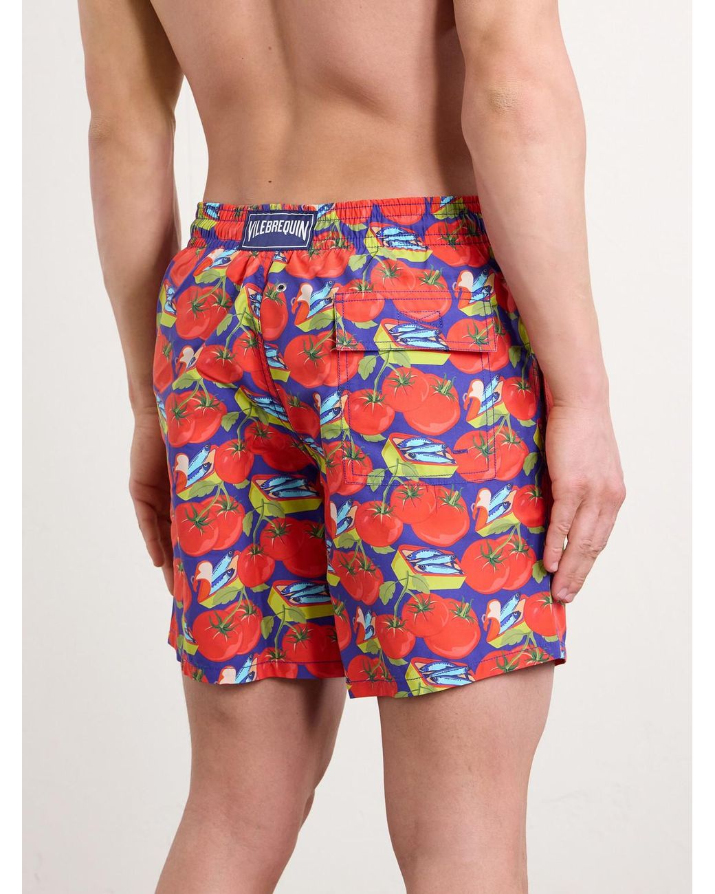 Vilebrequin Red Moorea Straight-Leg Mid-Length Printed Recycled Swim Shorts for men