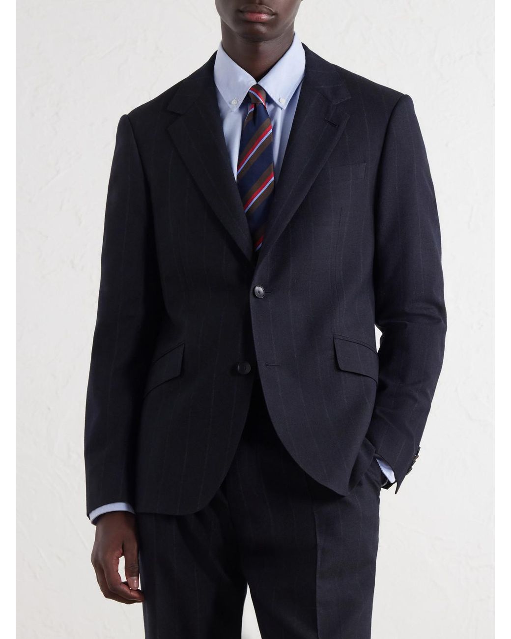 Mr P. Blue Slim-Fit Pinstriped Wool-Fresco Blazer for men