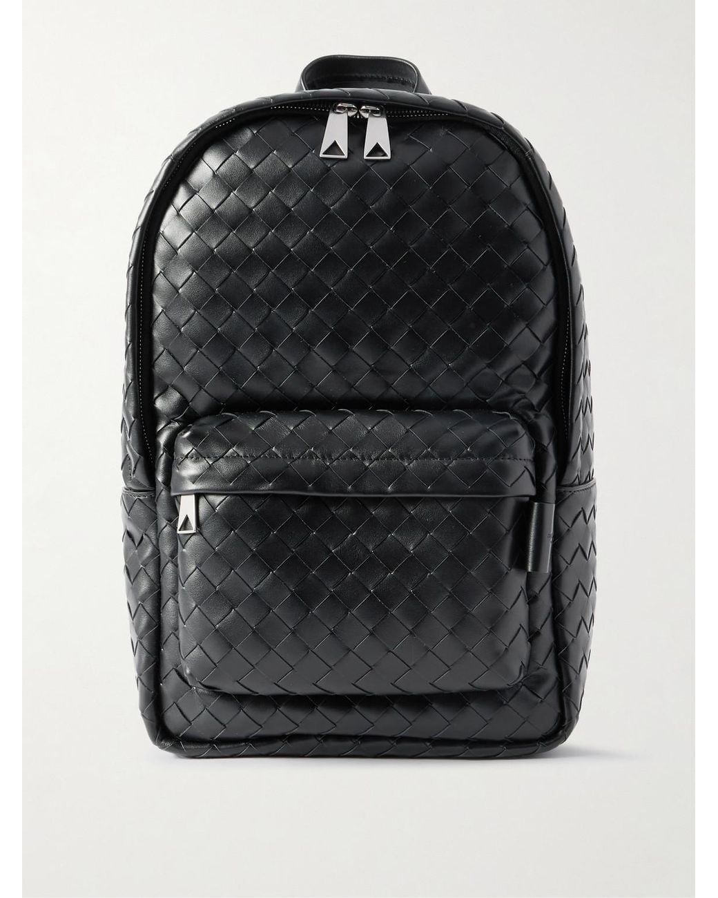 Bottega Veneta Black Intrecciato Leather Backpack for men