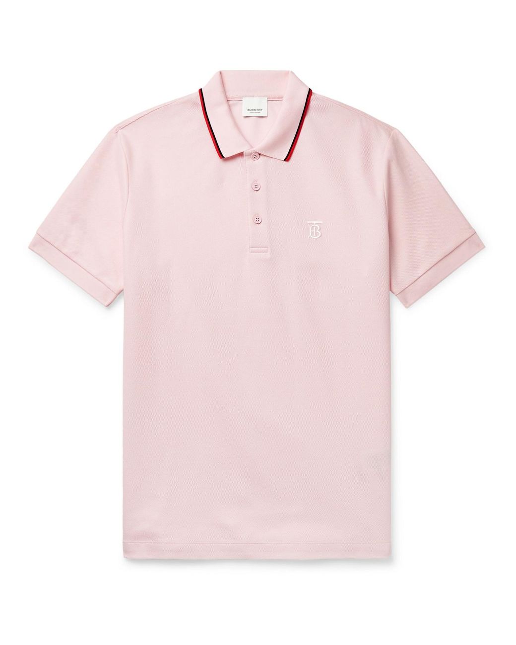Burberry Logo-embroidered Contrast-tipped Cotton-piqué Polo Shirt in ...