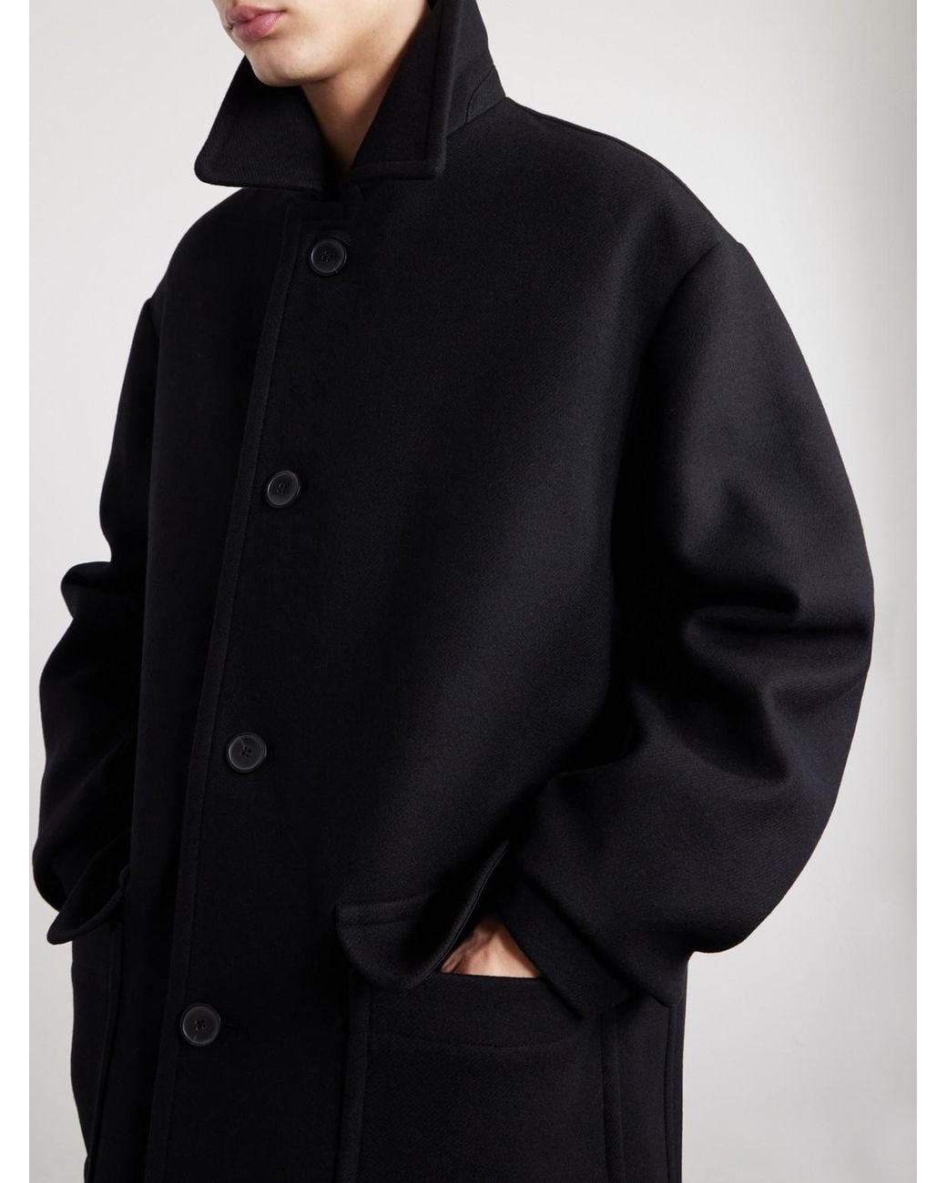 Dries Van Noten Blue Oversized Wool-Blend Coat for men