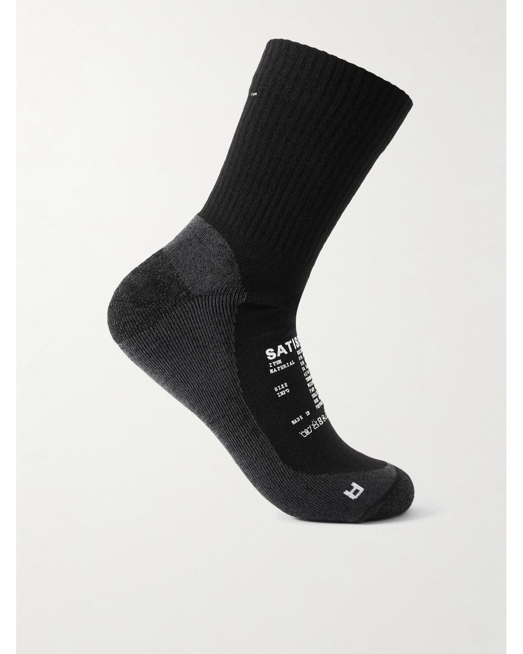 Satisfy Black Stretch Merino Wool-Blend Socks for men