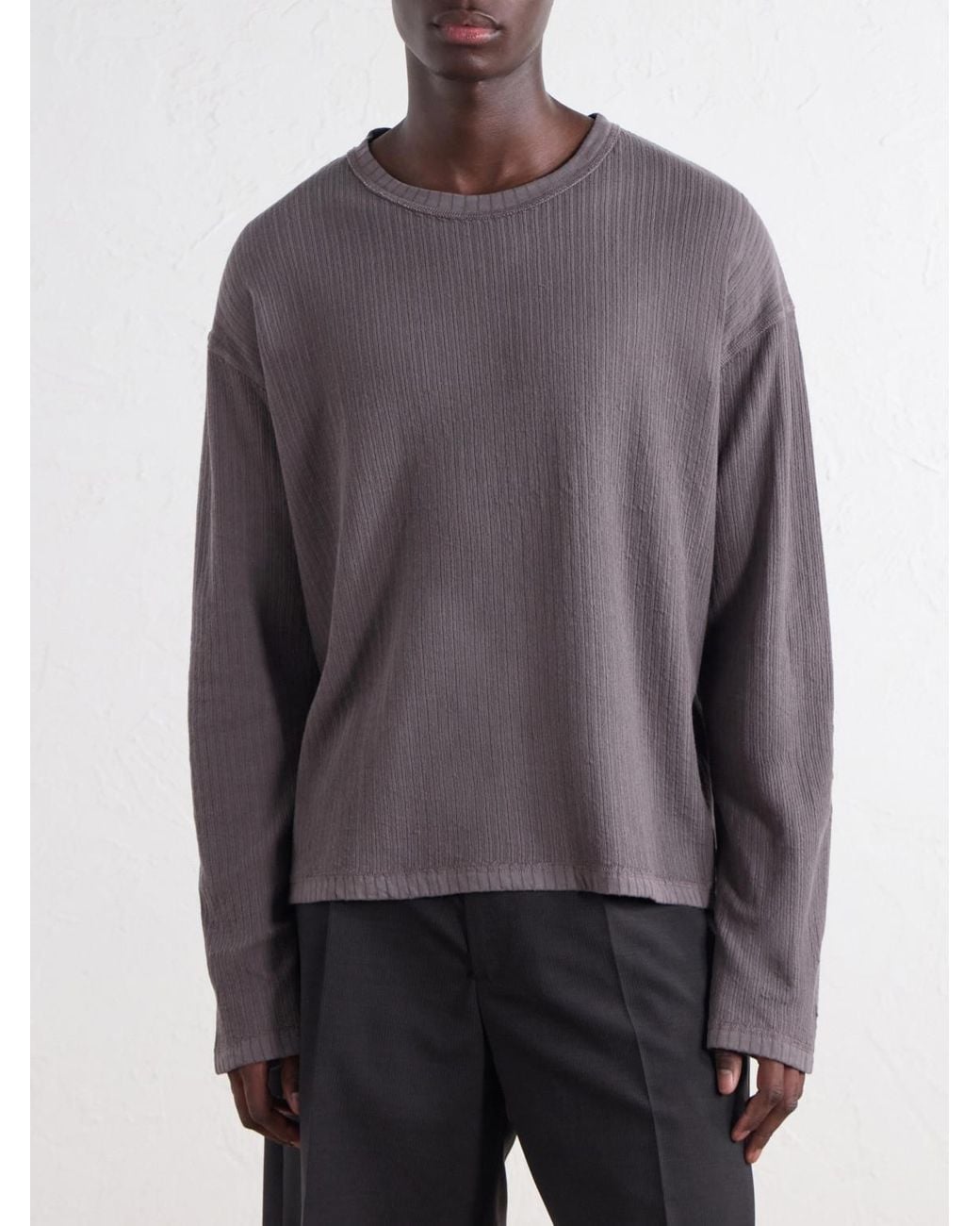 mfpen Gray Ribbed Organic Cotton Sweater for men