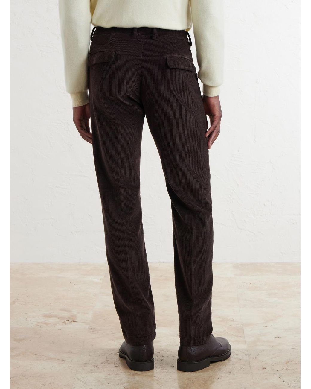 Massimo Alba Black Ionio2 Straight-Leg Cotton-Corduroy Trousers for men