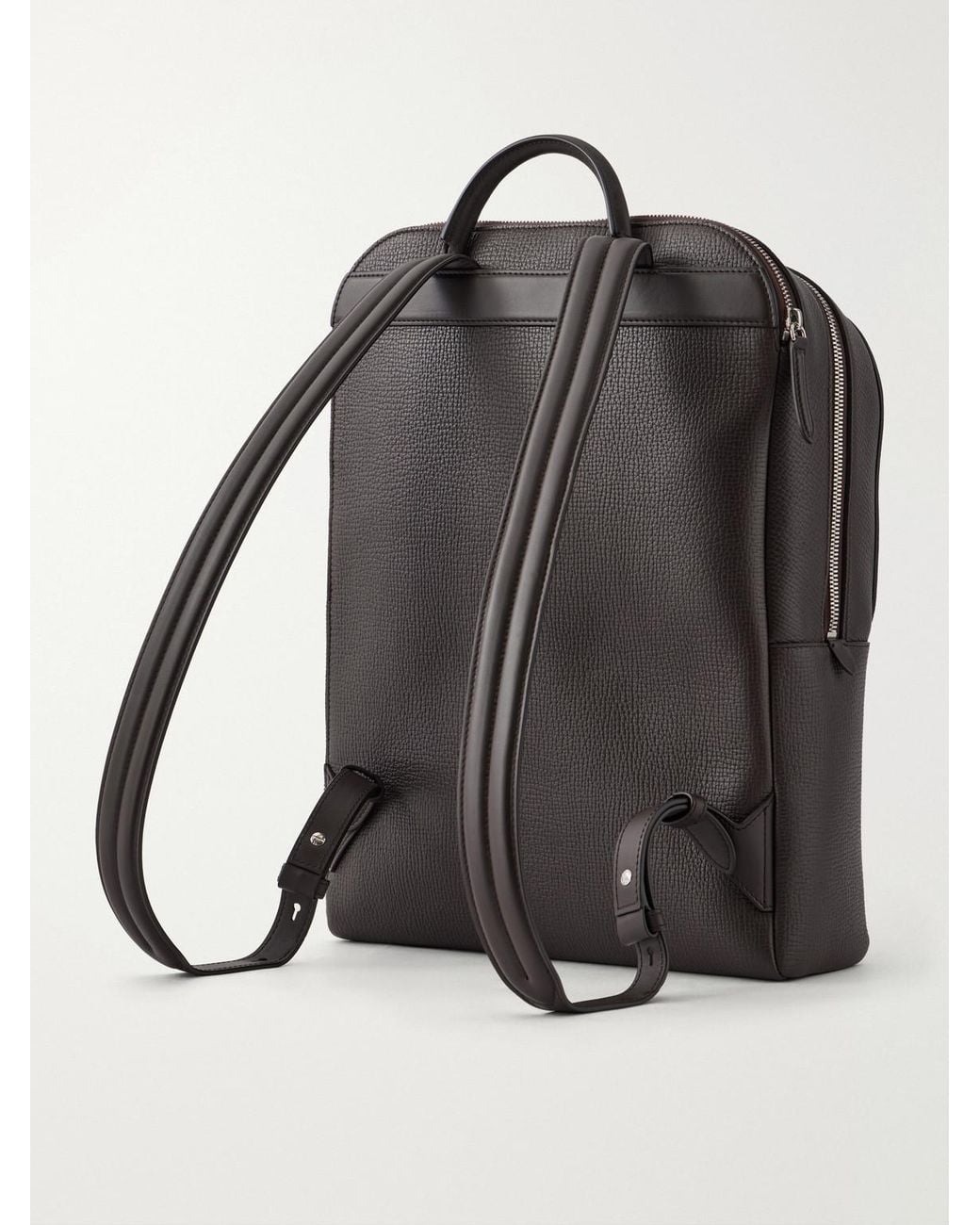 Smythson Gray Full-Grain Leather Backpack for men