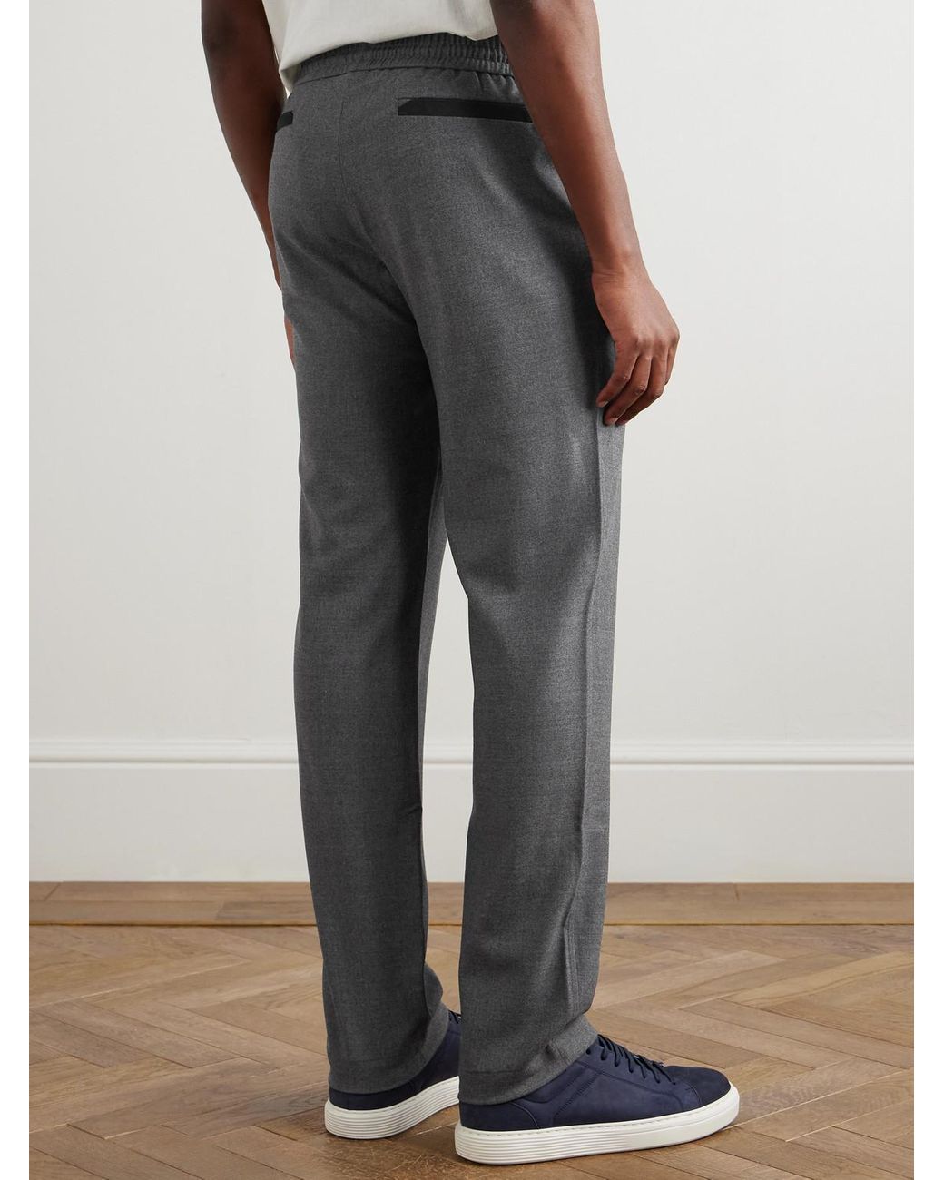 Sease Gray Mindset Straight-Leg Stretch Virgin Wool-Flannel Trousers for men
