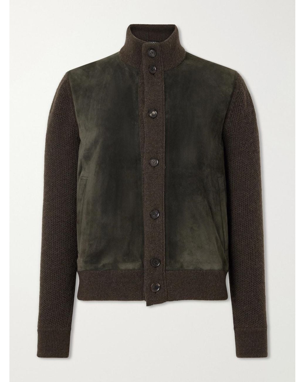 Zegna Black Oasi Cashmere And Suede Blouson Jacket for men