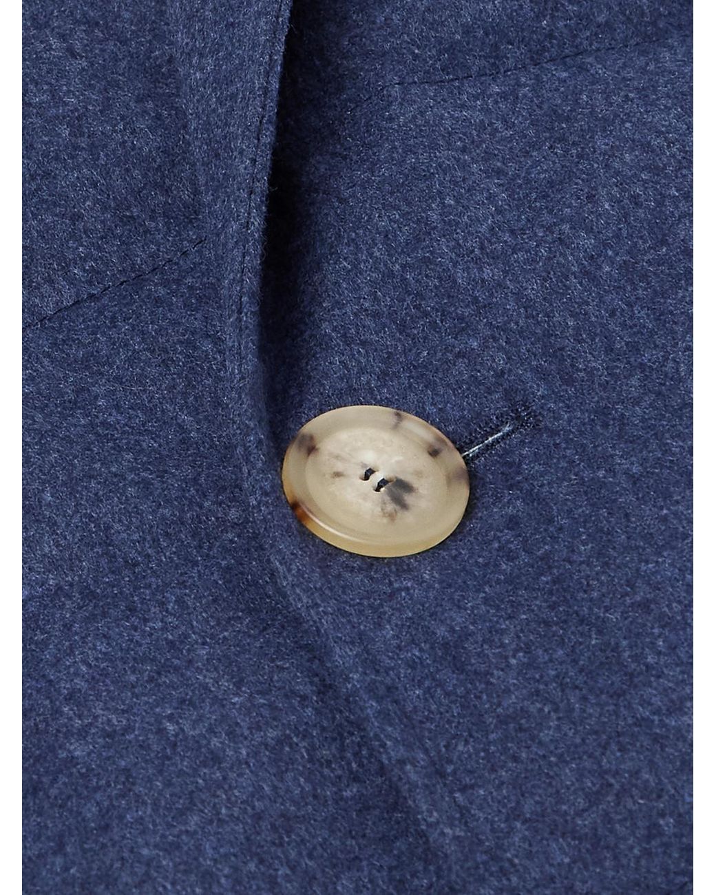 Brunello Cucinelli Blue Double-Breasted Shearling-Trimmed Quilted Wool Down Coat for men