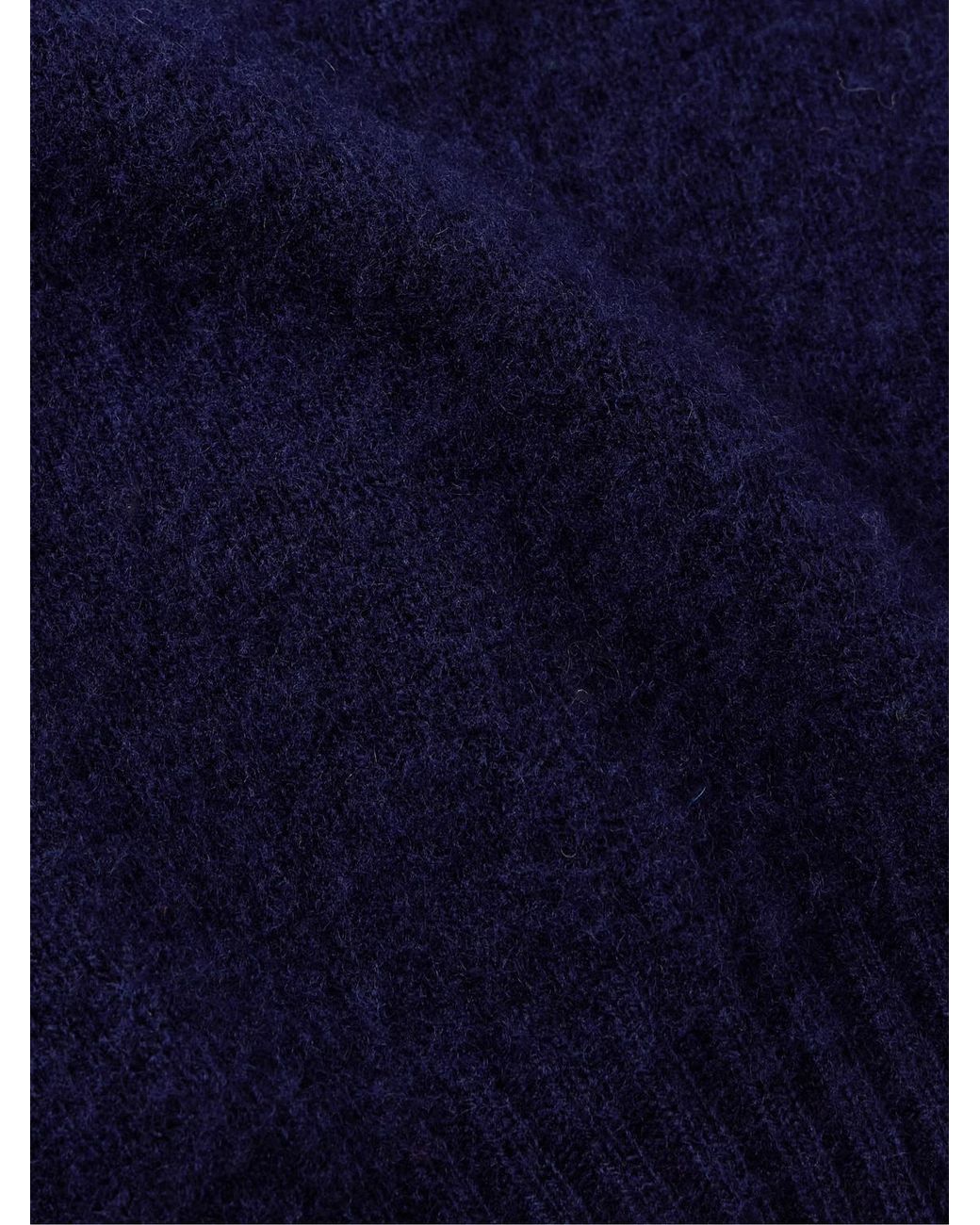 Drake's Blue Brushed Shetland Wool Sweater for men