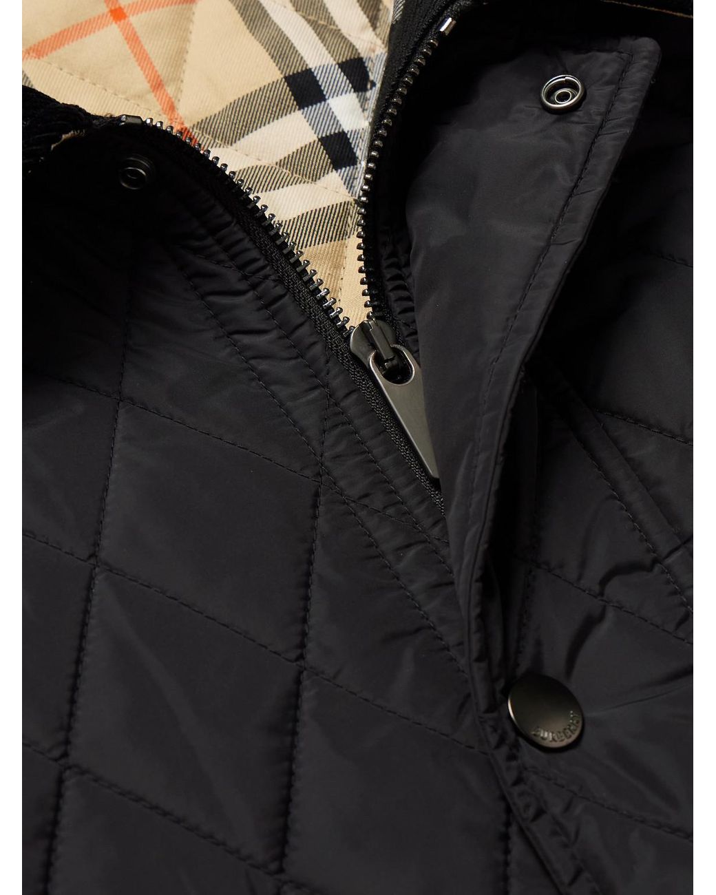 Burberry Black Corduroy-trimmed Quilted Nylon Barn Jacket for men