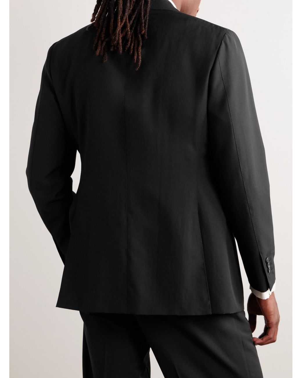 Saman Amel Black Slim-Fit Wool, Mohair And Linen-Blend Suit Jacket for men