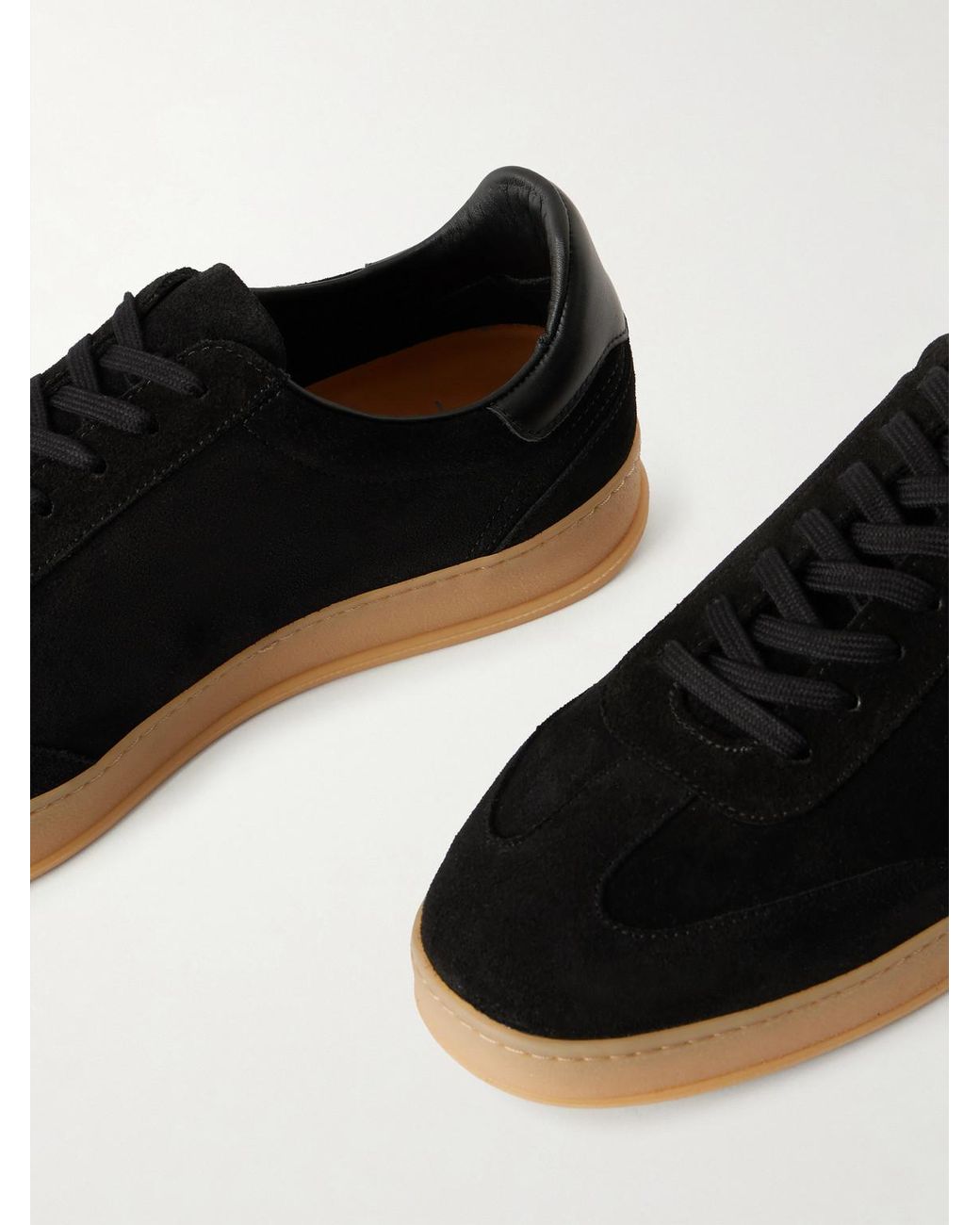 Mr P. Black Leather-trimmed Suede Sneakers for men