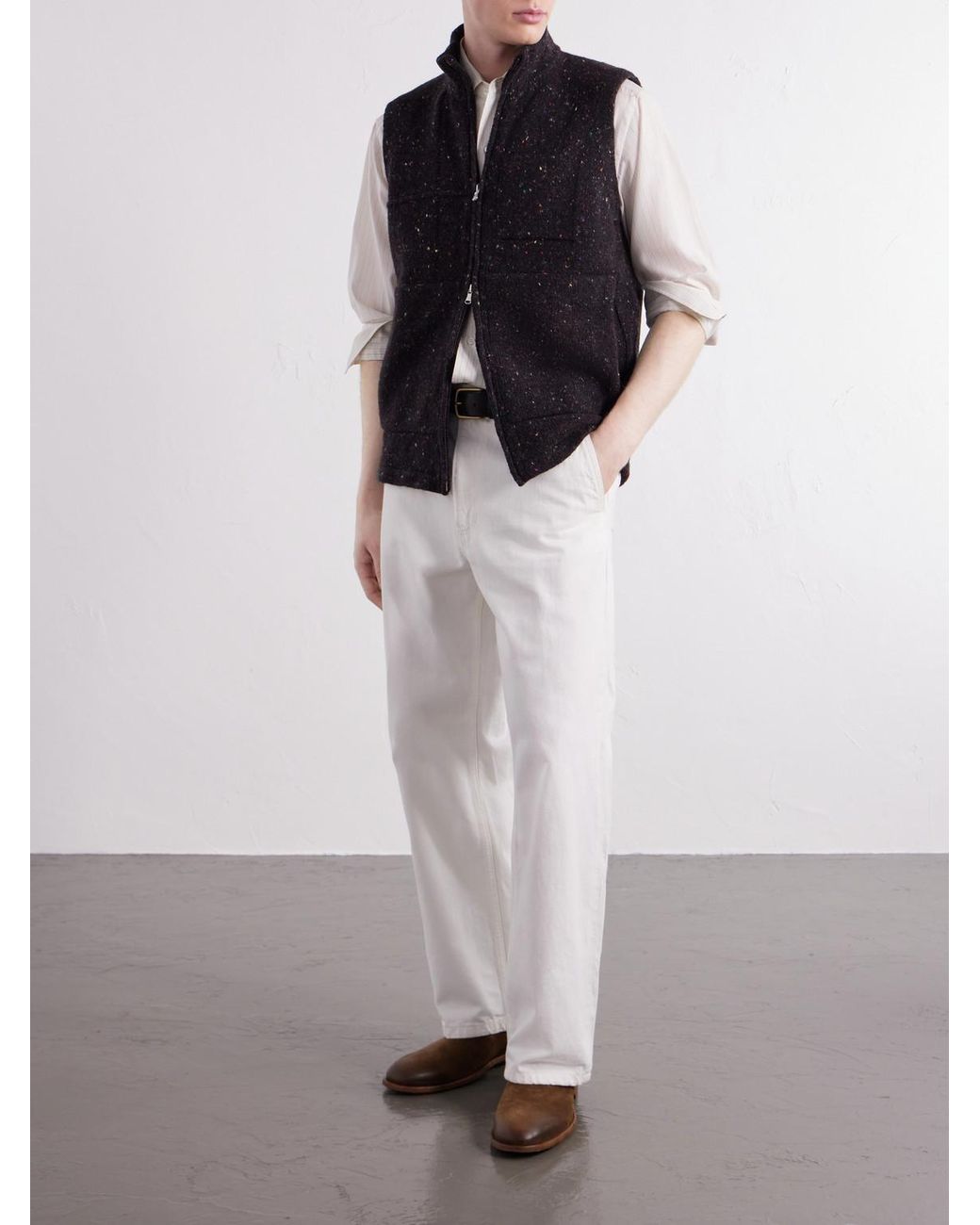 Inis Meáin Black Lifeline Wool And Cashmere-Blend Gilet for men