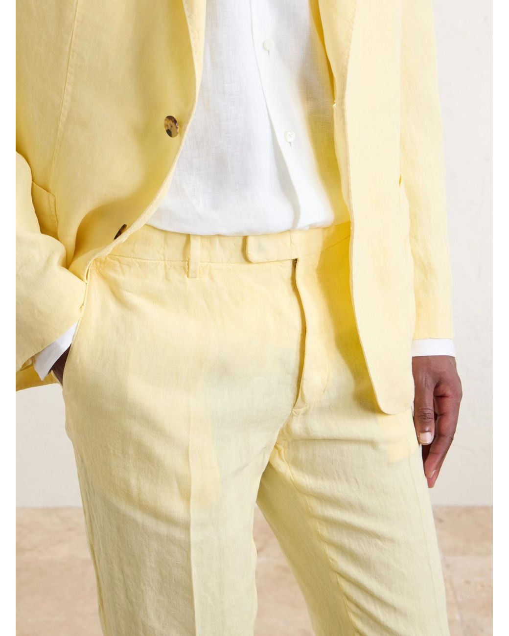Boglioli Yellow Straight-Leg Linen Suit Trousers for men