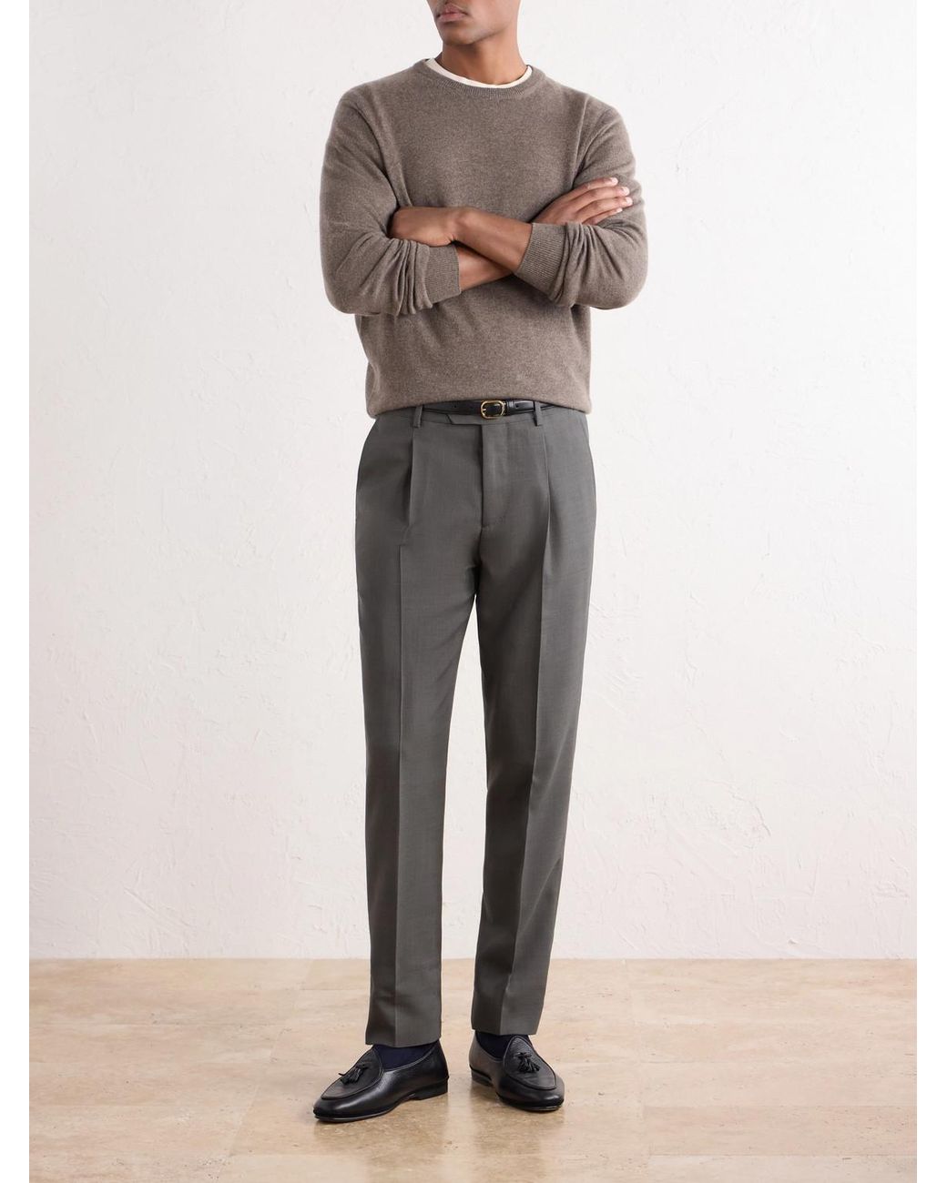 Rubinacci Gray Cashmere Sweater for men