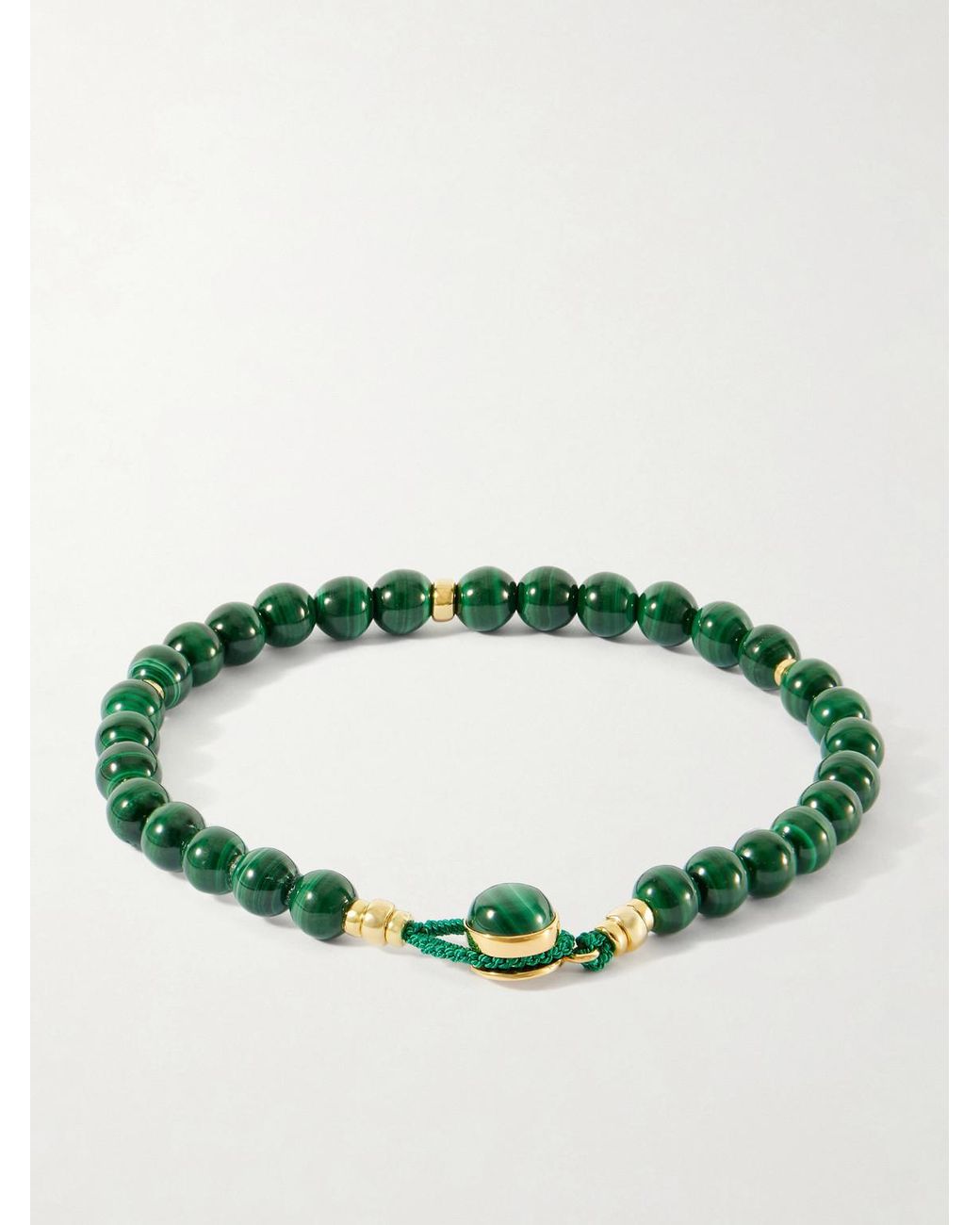 Mikia Green Circle 8-Plated Sterling Malachite Beaded Bracelet for men