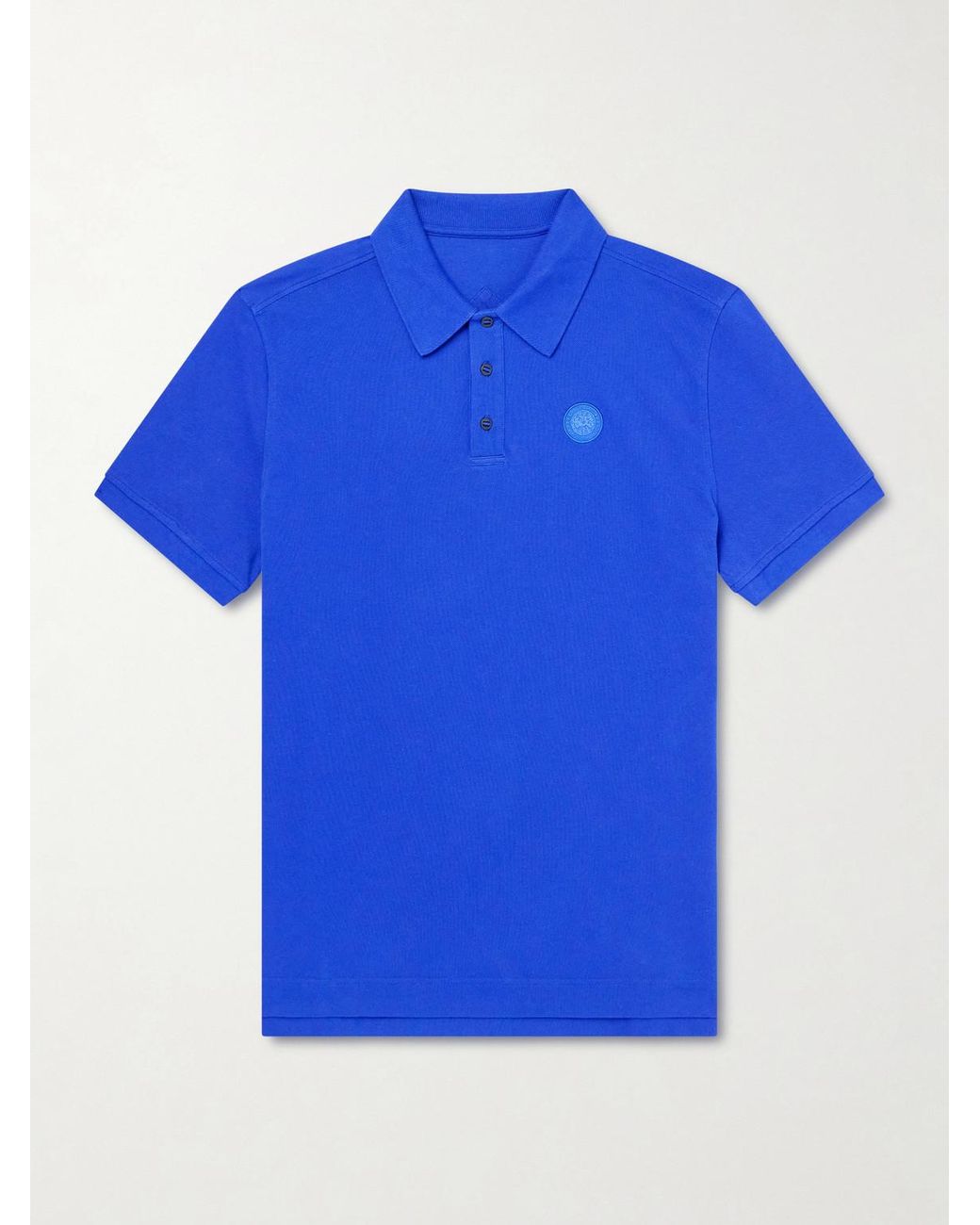 Canada Goose Blue Beckley Logo-Appliquéd Paneled Cotton-Piqué Polo Shirt for men
