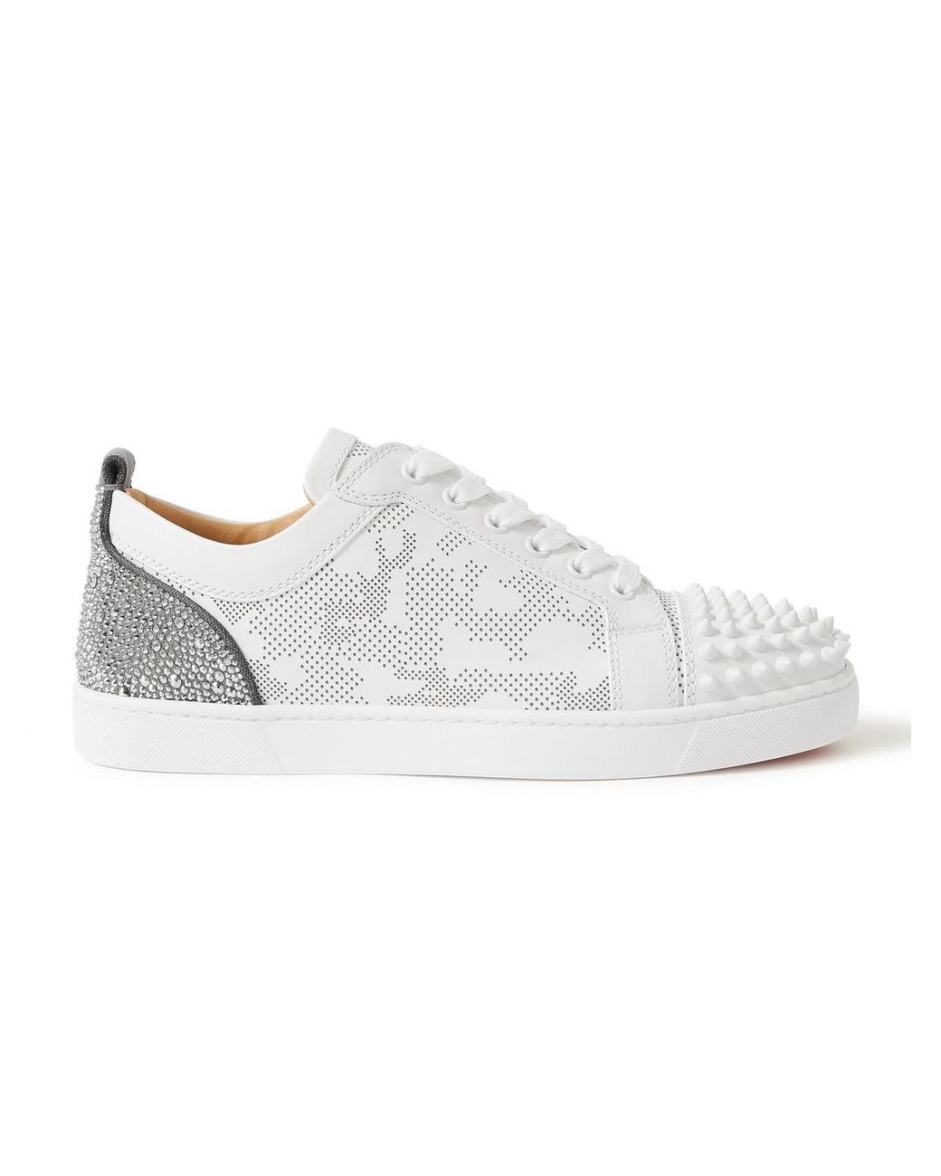 Christian Louboutin Louis Junior Spikes Perforated Leather Sneakers in White for Men Lyst