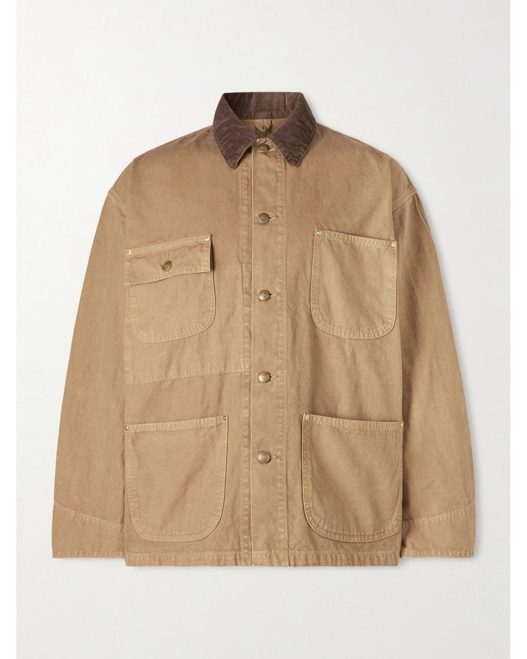 Orslow Brown Corduroy-Trimmed Cotton-Canvas Jacket for men