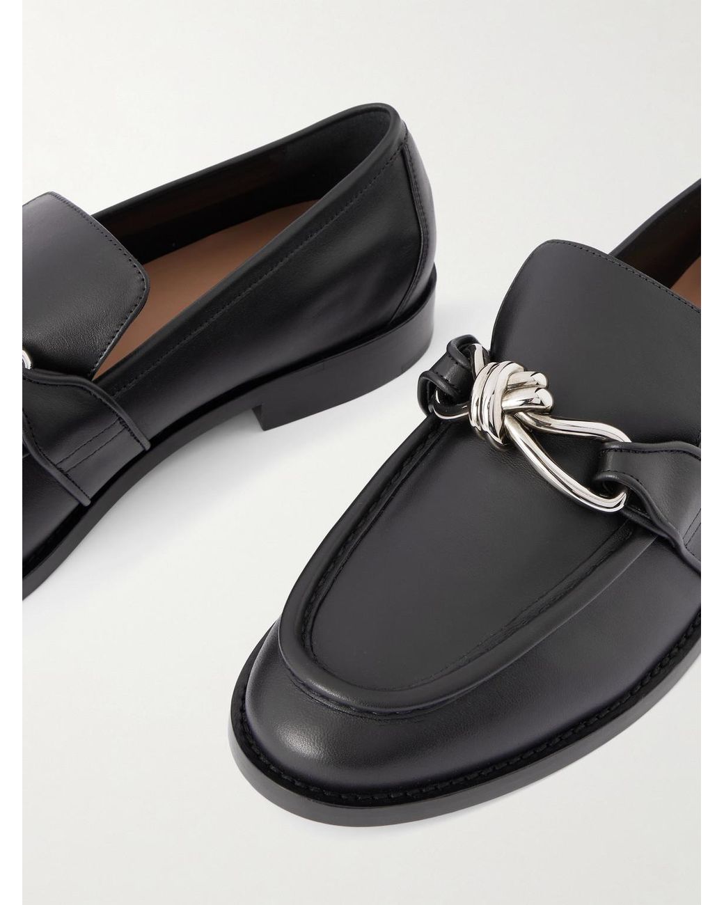 Bottega Veneta Black Astaire Knot-Detailed Leather Loafers for men