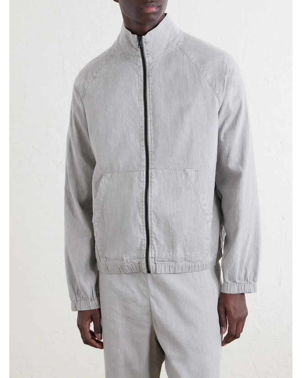 James Perse Gray Linen-Blend Blouson Jacket for men