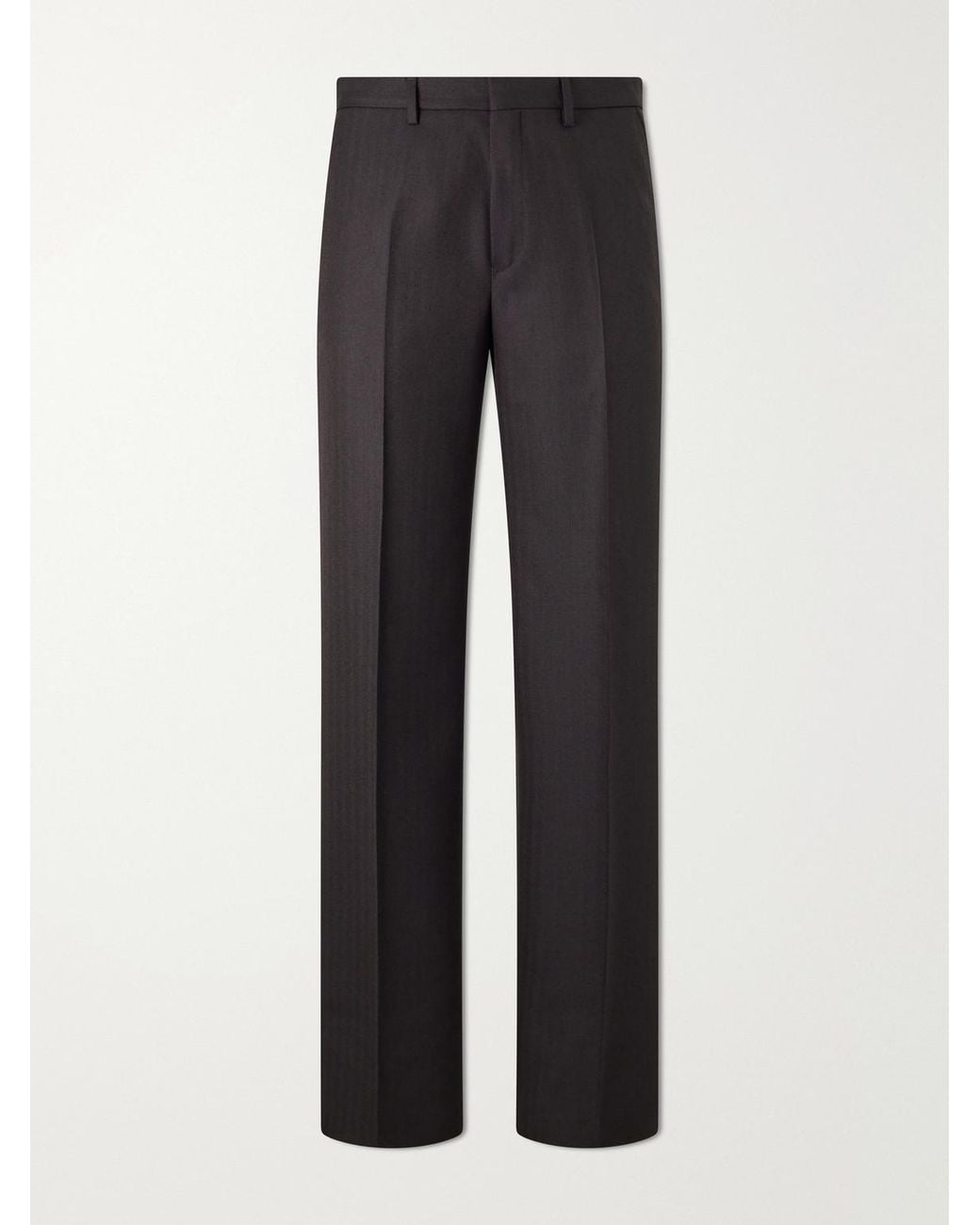 Dries Van Noten Black Panvel Straight-Leg Herringbone Wool Trousers for men