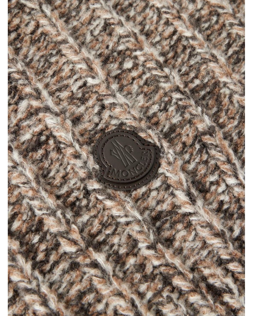 Moncler Brown Logo-appliquéd Ribbed Wool-blend Scarf for men