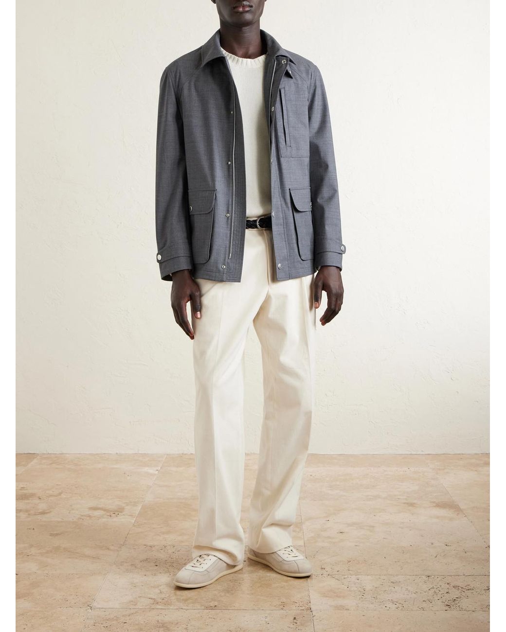 Brunello Cucinelli Gray Virgin Wool Field Jacket for men