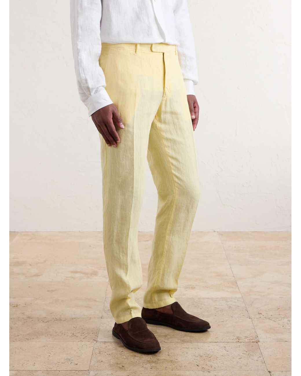 Boglioli Yellow Straight-Leg Linen Suit Trousers for men