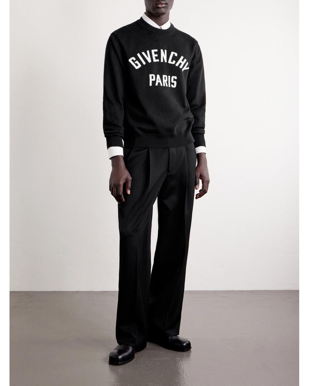 Givenchy Blue Knitted Cotton-Blend Sweater for men