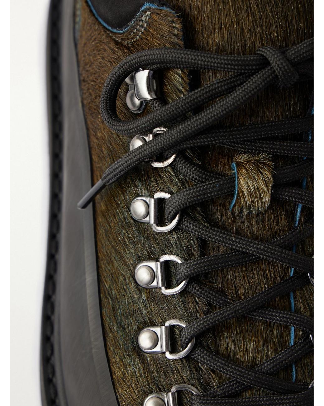 Diemme Black Cornaro Gomma Suede And Rubber-Trimmed Calf-Hair Hiking Boots for men