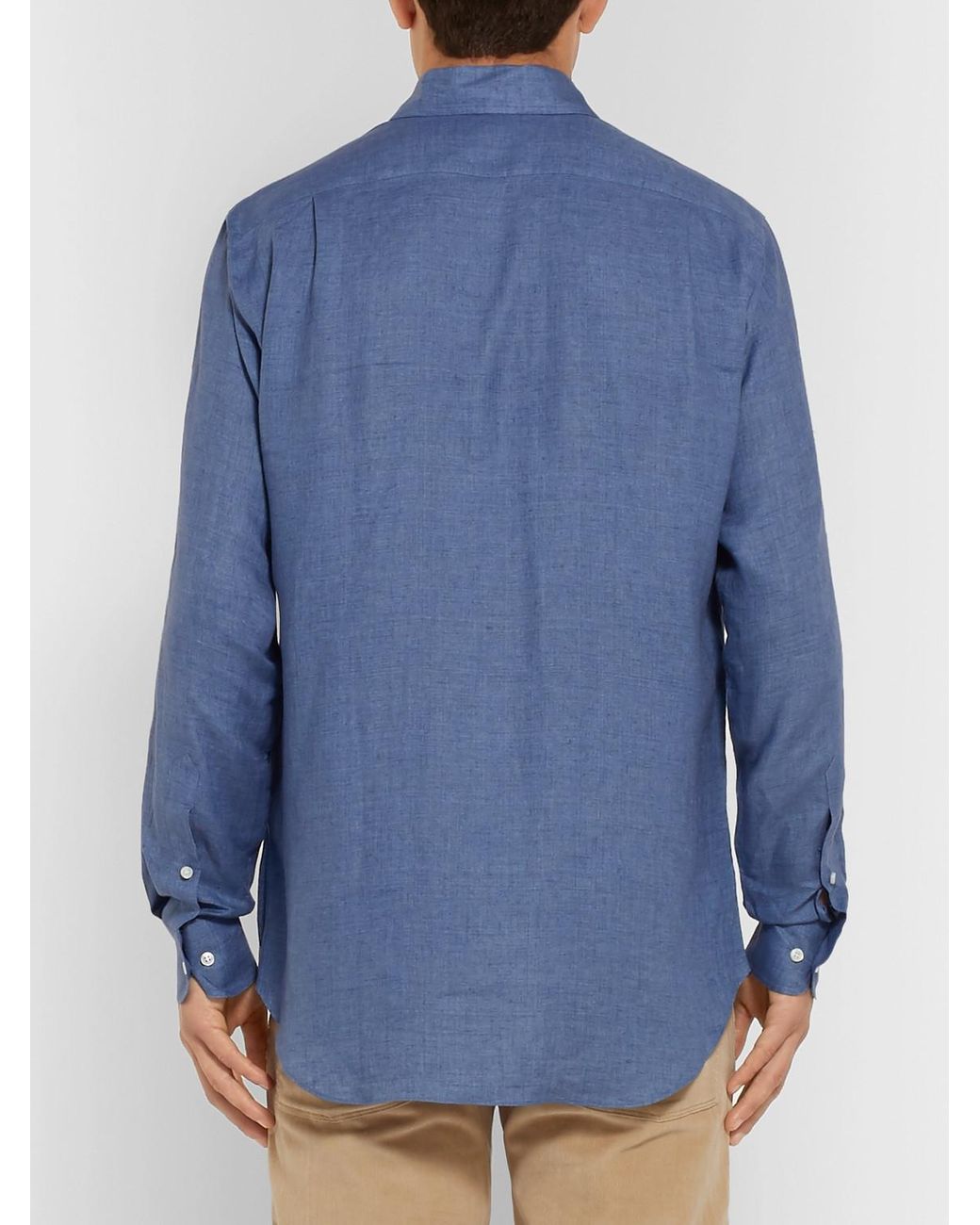 Loro Piana Blue André Slub Linen Shirt for men
