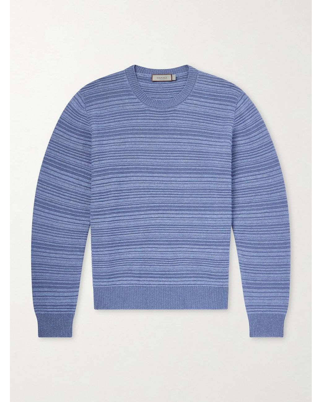 Canali Blue Striped Wool And Cashmere-Blend Sweater for men